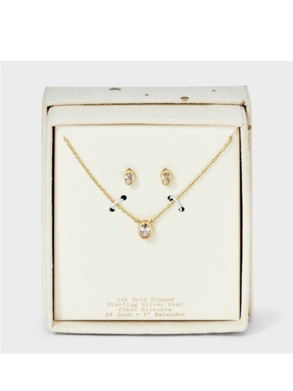 a new day Gold Cubic Zirconia Pendant Necklace with Stud Earrings